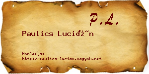 Paulics Lucián névjegykártya